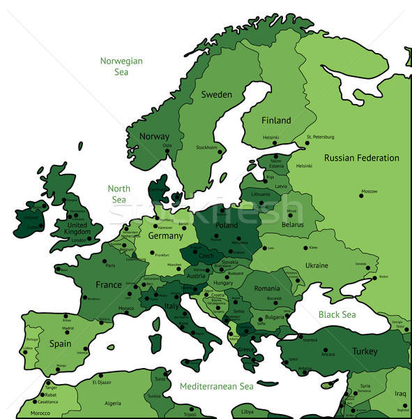 591x600 Green Map Of Europe Vector Illustration Ildogesto