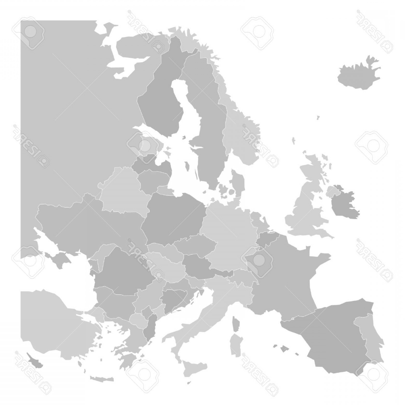 1560x1560 Photostock Vector Blank Map Of Europe Vector Illustration In Grey