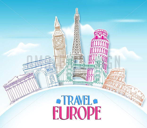 623x542 Travel Europe Vector Background