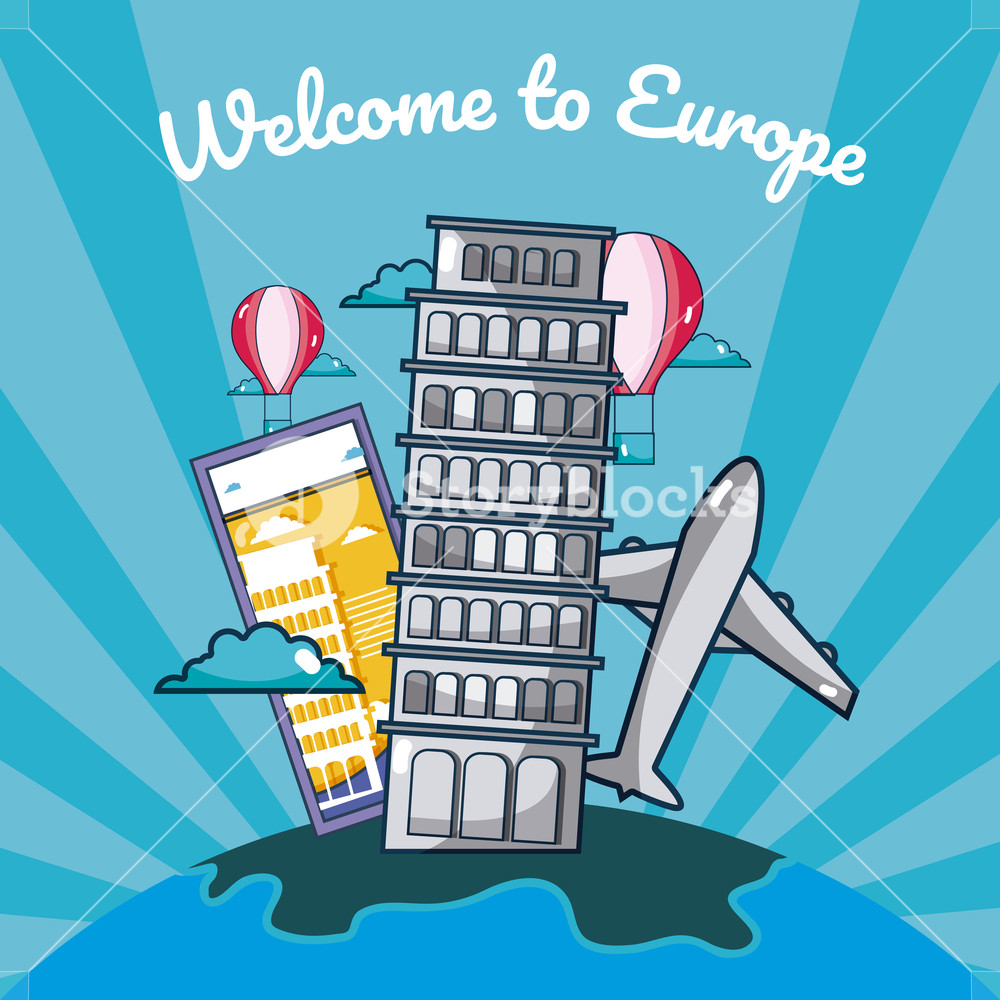 1000x1000 Travel And Discover Europe Vector Illustration Graphic Design