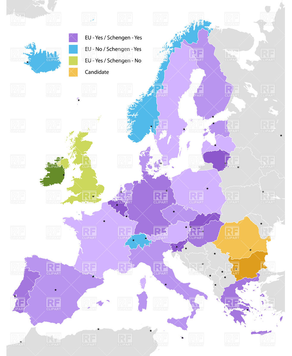 982x1200 Boundary Of Schengen Area, Europe Vector Image Of Signs, Symbols