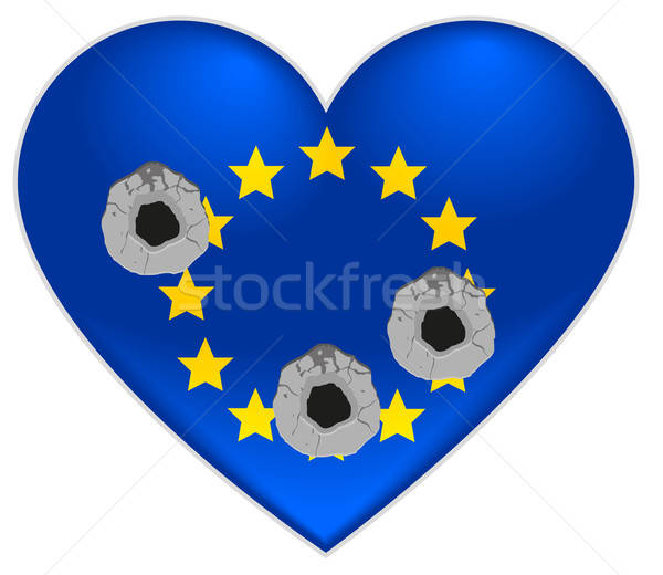 600x520 Bullet Holes In Heart Of European Union Flag Vector Illustration