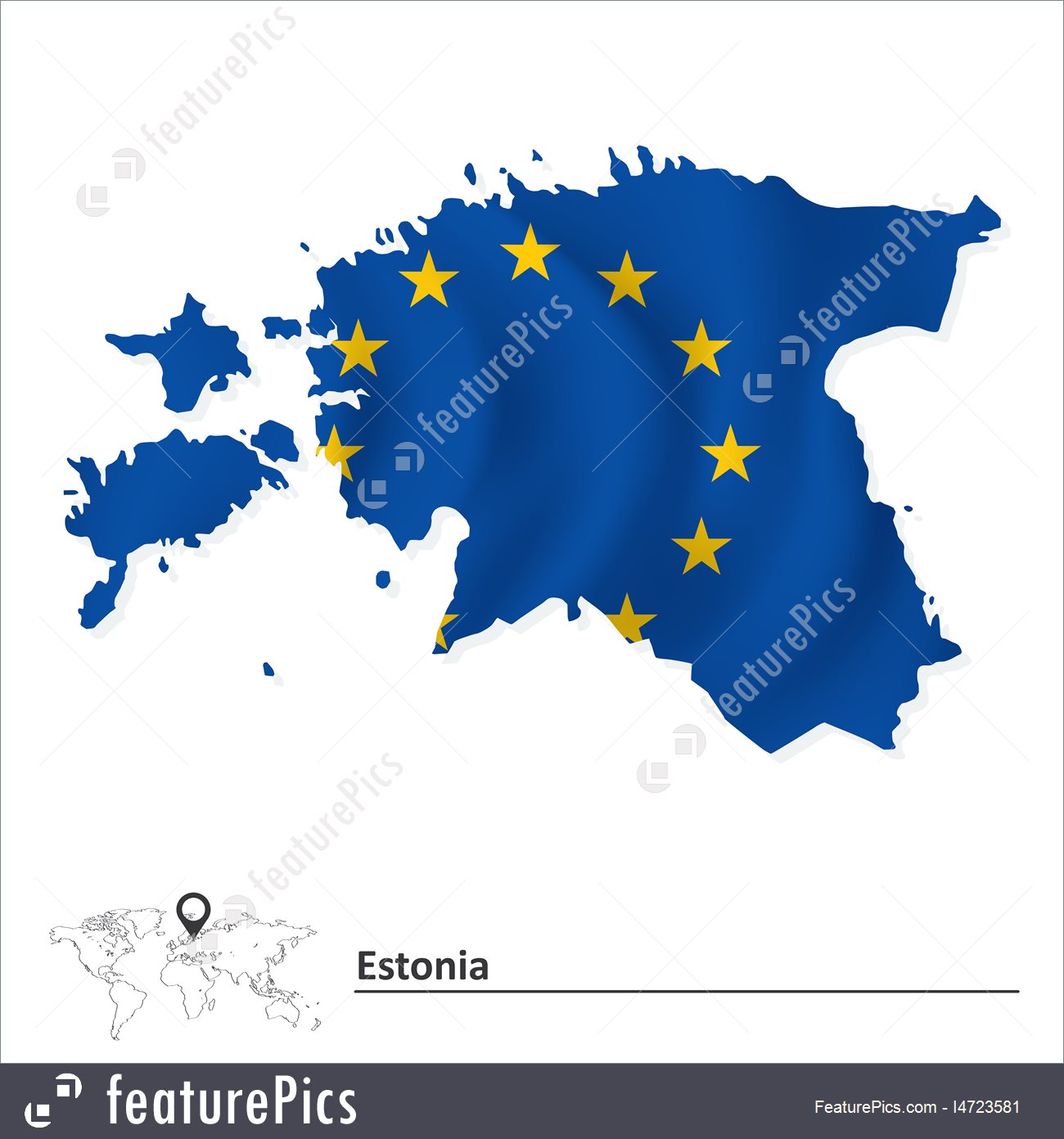 1300x1392 Illustration Of Map Of Estonia With European Union Flag