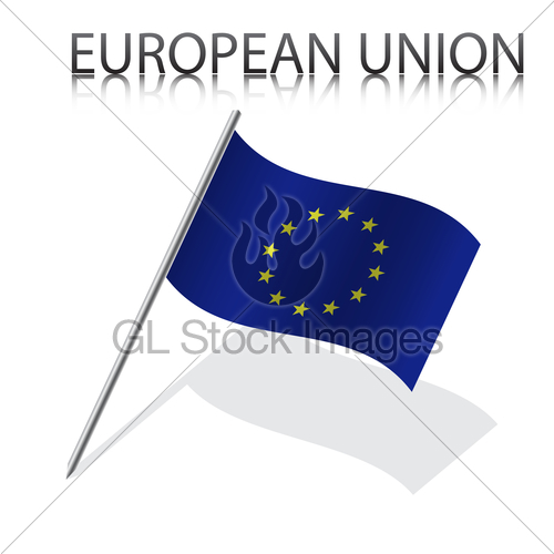 500x500 Realistic European Union Flag, Vector Illustration Gl Stock Images