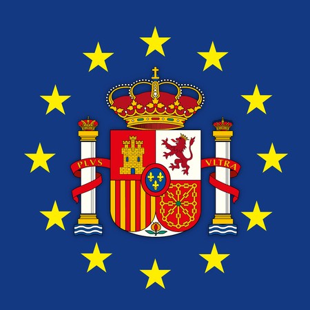 450x450 Spain Coat Of Arms On The European Union Flag, Vector Illustration