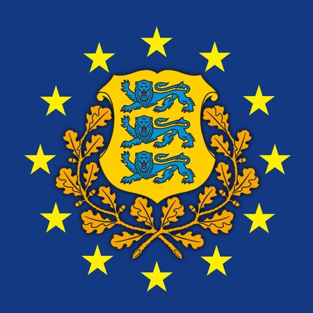 450x450 Estonia Coat Of Arms On The European Union Flag, Vector