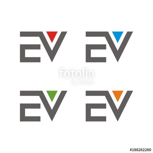 500x500 Ev Logo Initial Letter Design Template Vector Illustration Stock