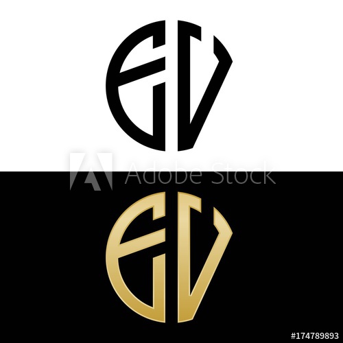 500x500 Ev Initial Logo Circle Shape Vector Black And Gold