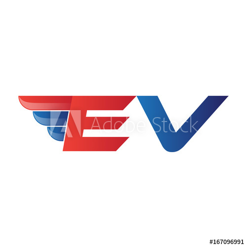 500x500 Fast Initial Letter Ev Logo Vector Wing