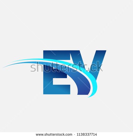 450x470 Initial Letter Ev Logotype Company Name Colored Blue And Swoosh
