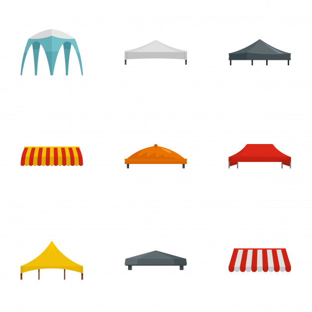 626x626 Event Tent Icon Set, Flat Style Vector Premium Download