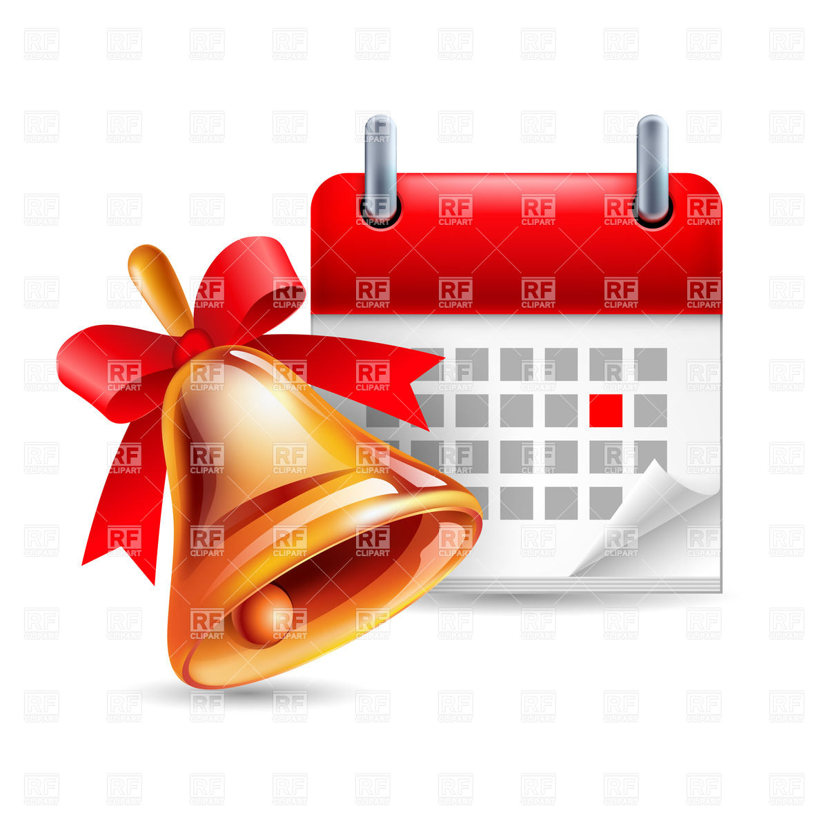 School Bell And Calendar With Marked Day 1200x1200 School Bell And Calendar With Marked Day