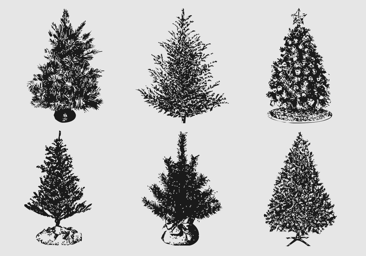 1400x980 Silhouetted Christmas Tree Vector Pack