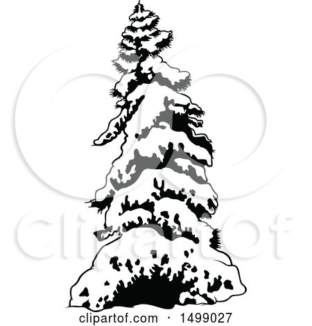 450x470 Clipart Of A Snow Flocked Evergreen Tree