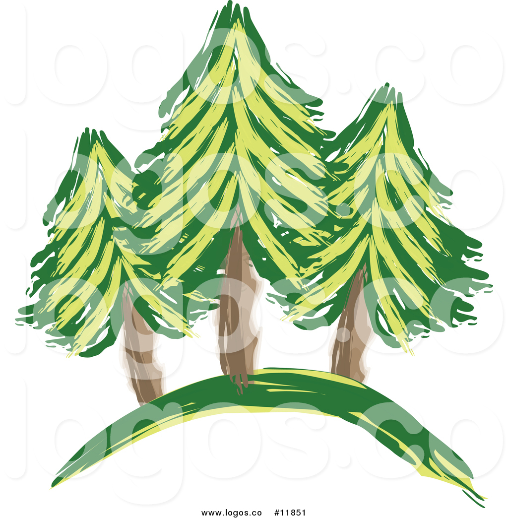 1024x1044 Vector Logo Of A Painting Of Evergreen Trees On A Hill