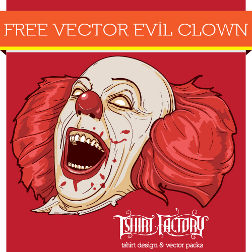 500x500 Free Vector Evil Clown Free Clip Art Tshirt Factory