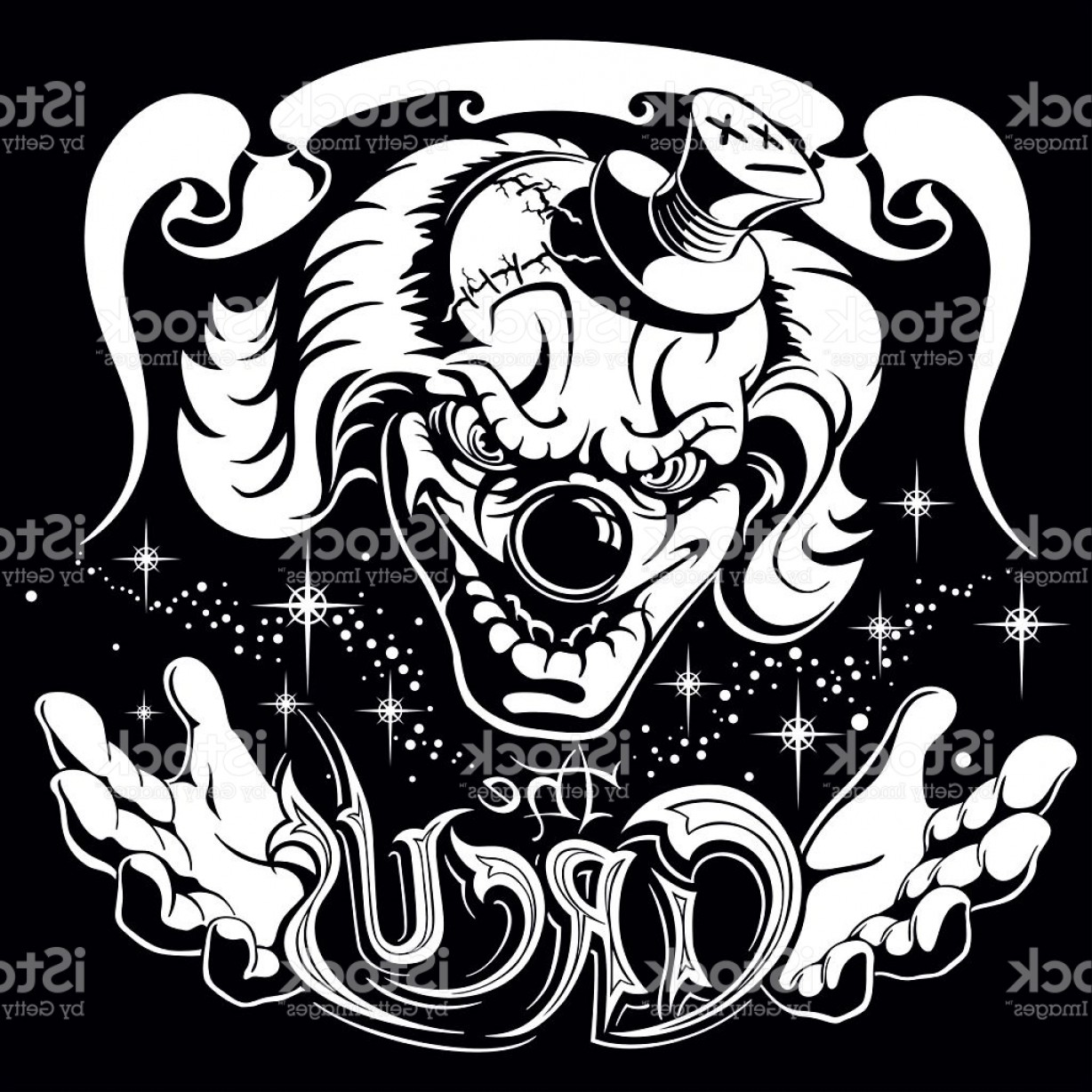 1228x1228 Scary Clown A Monster From A Horror Film Vector Illustration Gm