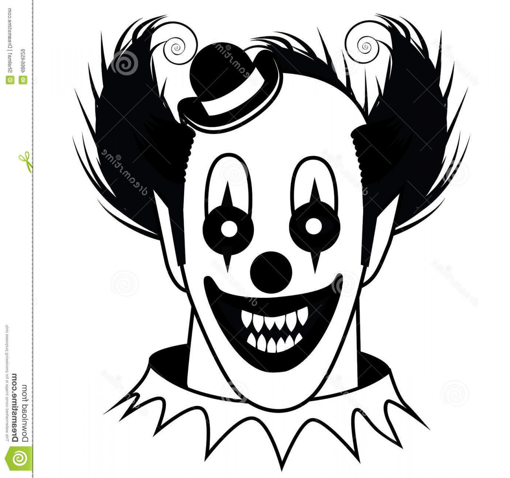 1665x1560 Black White Creepy Clown Vector Stock Illustration Image