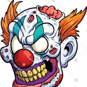 300x300 Evil Clown Cartoon Head Vector Clip Art Illustration Simple