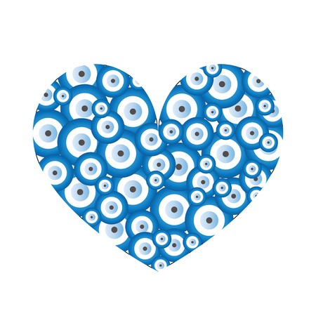 450x450 Heart With Blue Evil Eyes Vector