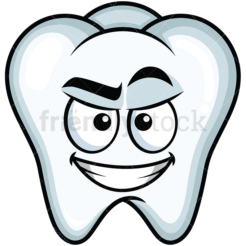 800x800 Cunning Evil Face Tooth Emoji Cartoon Vector Clipart