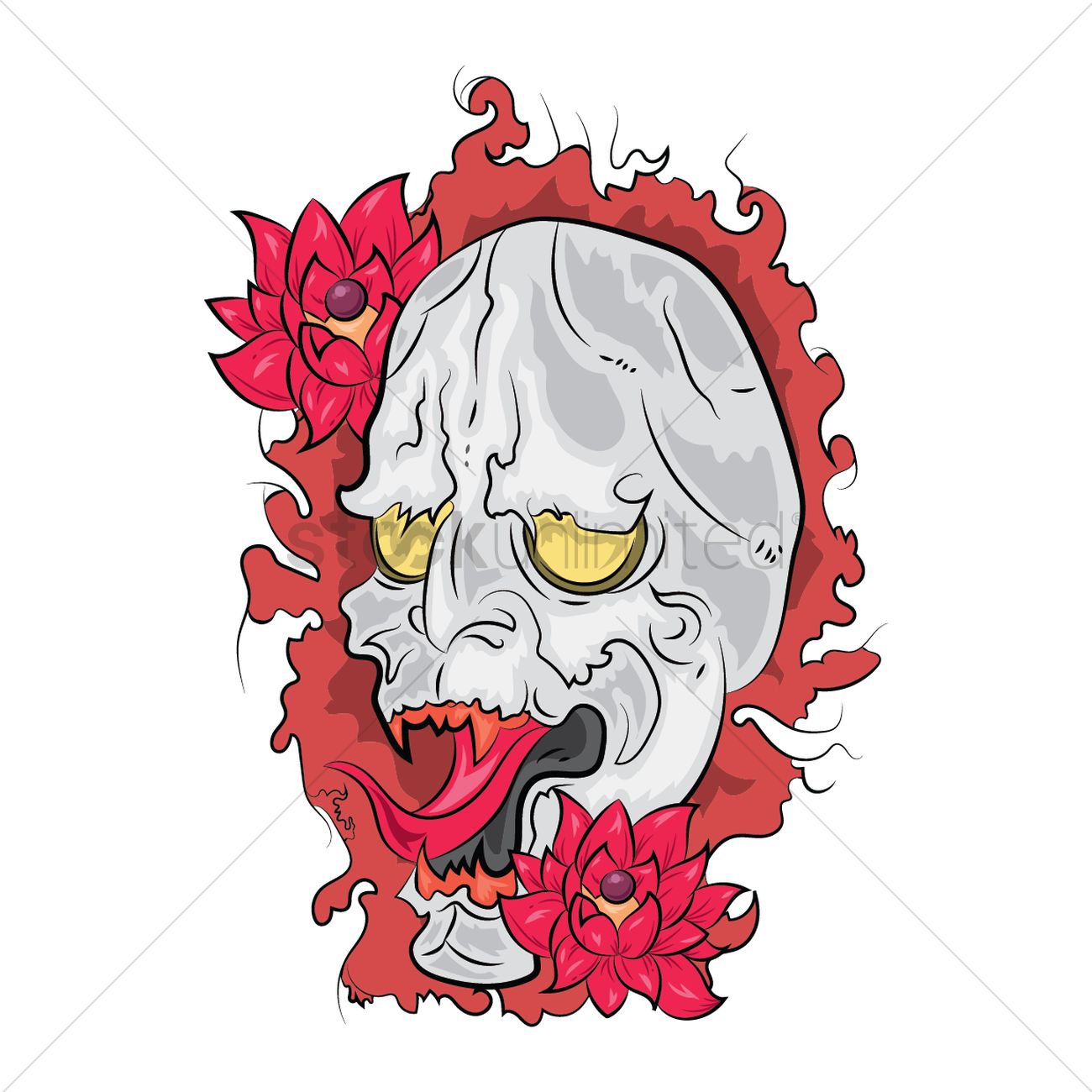 1300x1300 Evil Face Tattoo Design Vector Image