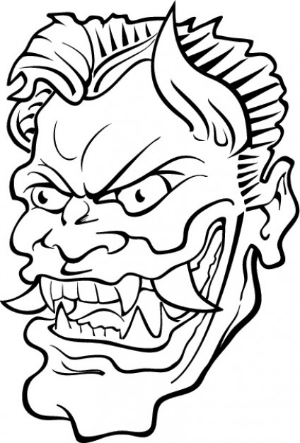 424x626 Evil Outlined Face Vector Free Download