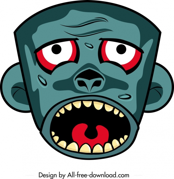 583x600 Halloween Mask Template Fearful Evil Face Symbol Free Vector