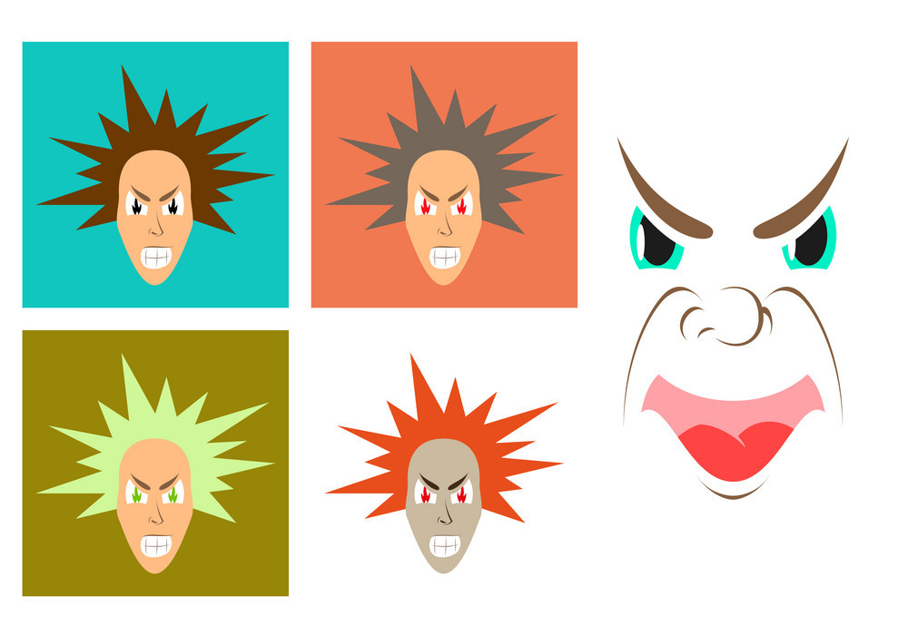 1000x700 Assembly Of Flat Icons On Theme Cartoon Face Vector