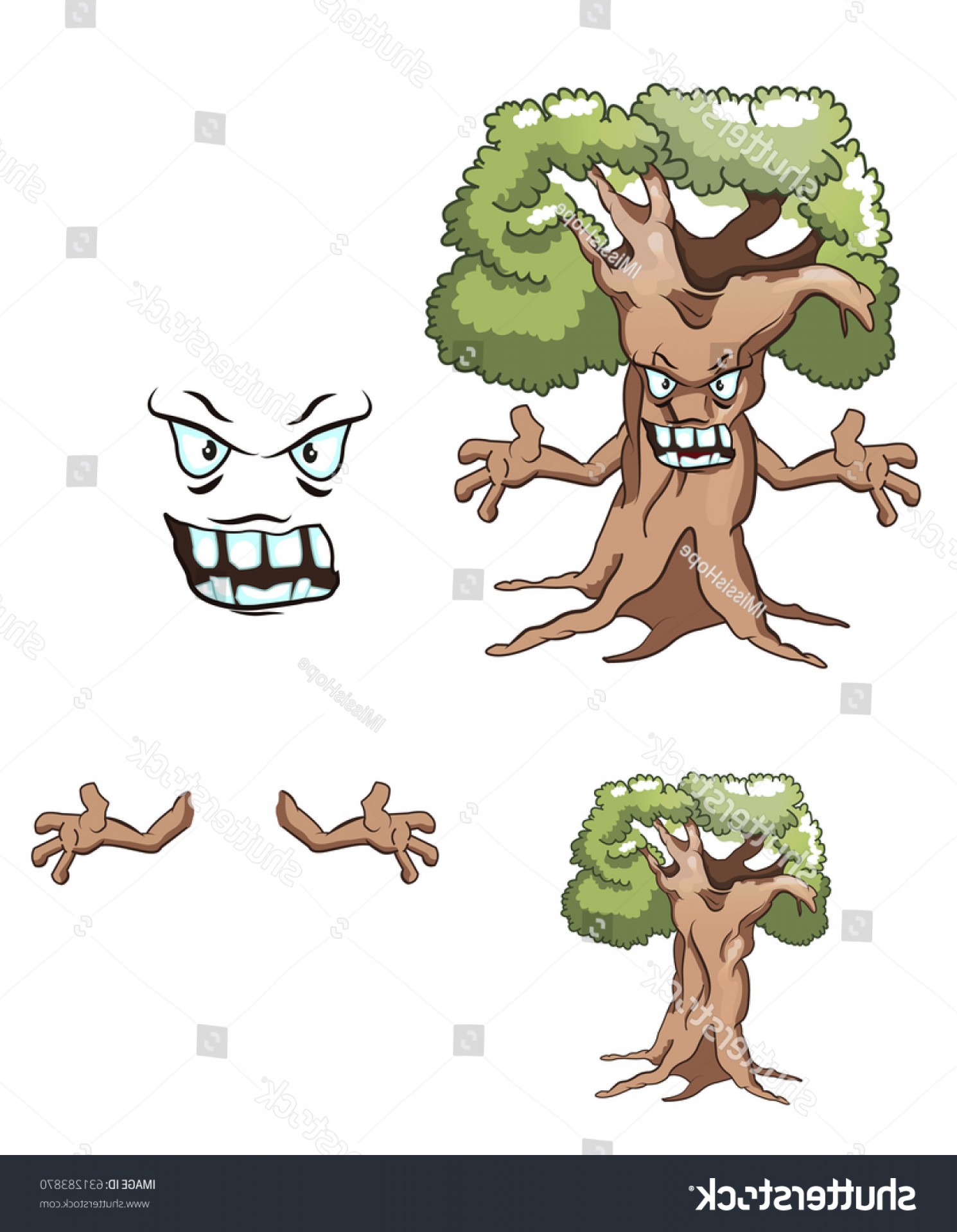 1490x1920 Scary Tree Halloween Evil Face Hands Studiogrfx