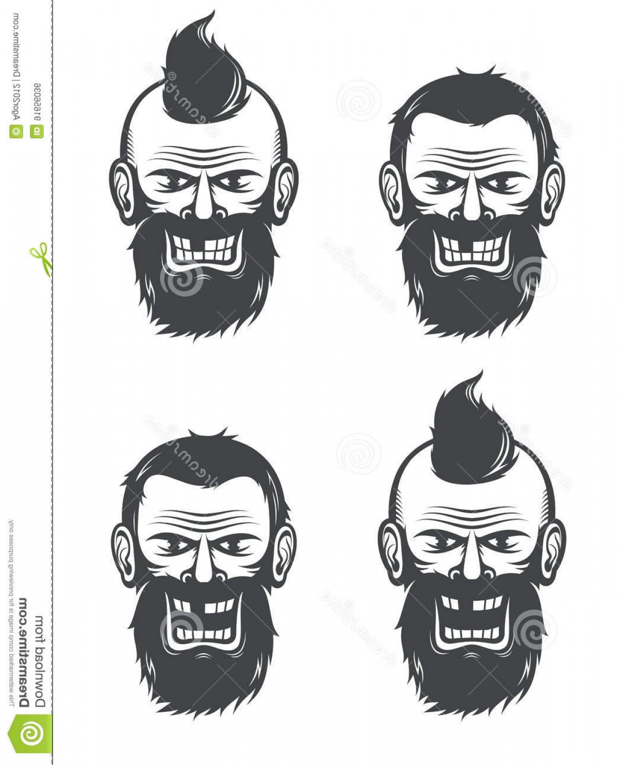 1270x1560 Stock Illustration Evil Face Bearded Man Open Closed Mouth Vector