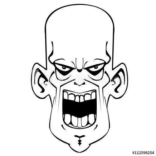 500x500 Black And White Crazy Evil Face