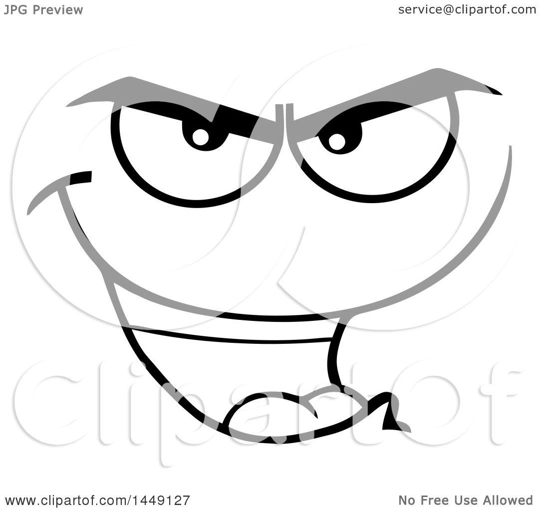 1080x1024 Clipart Graphic Of A Black And White Evil Face