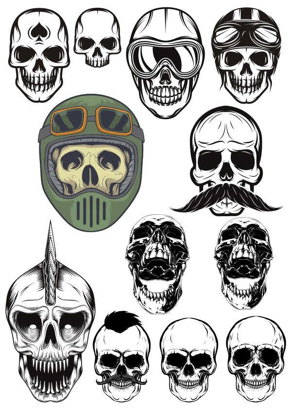 595x842 Evil Skull Vector Set Graphic Design Vector