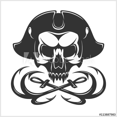 500x500 Evil Skull Vector Dark T Shirt Design Pirate Insignia Concept