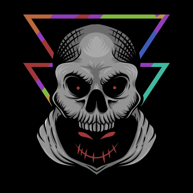 640x640 Hidden Evil Skull Illustration, Art, Background, Black Png