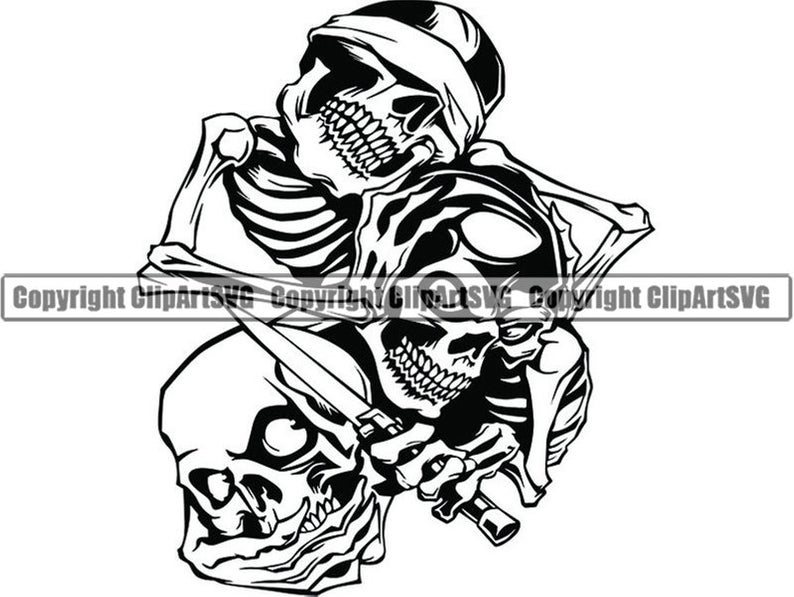 794x597 Skull Hear Speak See No Evil Kill Killer Tattoo Human Etsy