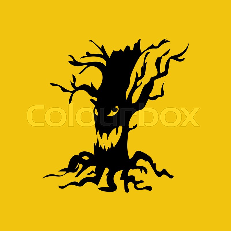 800x800 Evil Halloween Tree With Scary Smile Stock Vector Colourbox