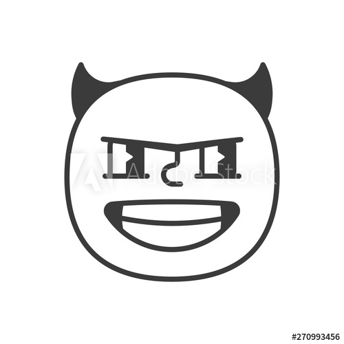 500x500 Evil Smile Fase Black And White Emoji Vector