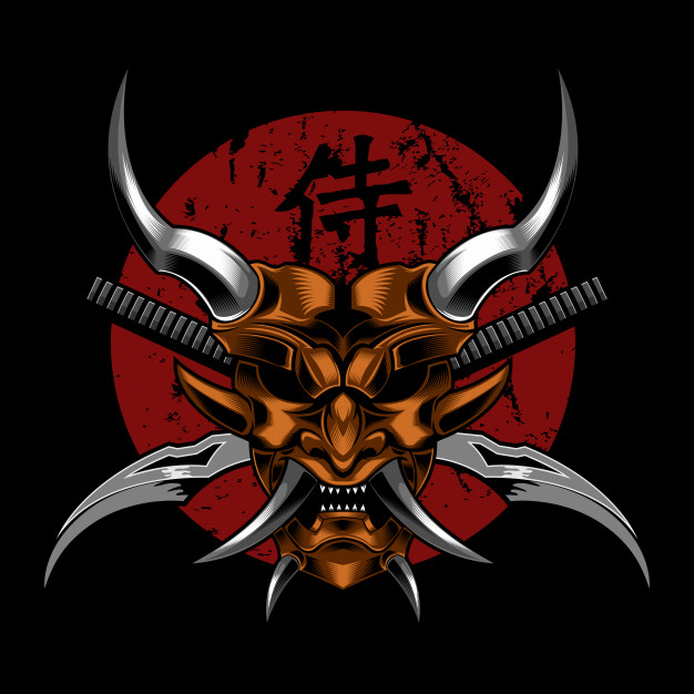 626x626 Samurai Evil Devil Vector Illustration Vector Premium Download