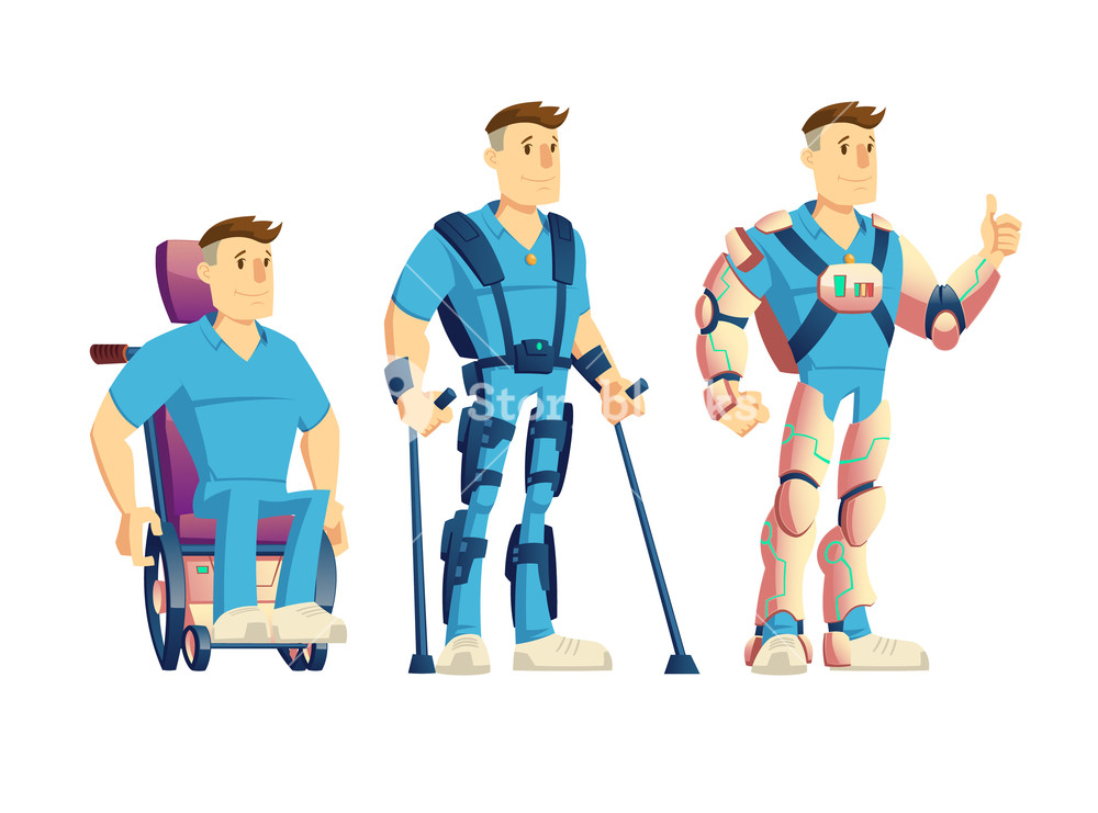 1000x741 Evolution Of Exoskeletons For Disabled People Cartoon Vector