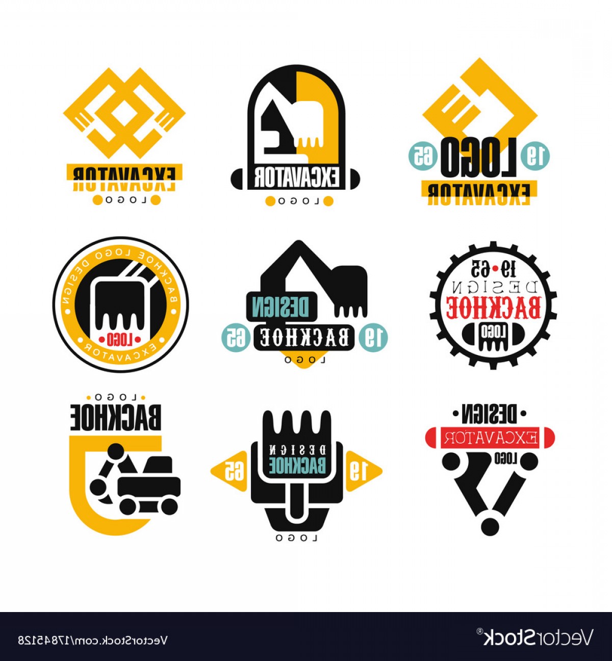 1200x1296 Excavator Logo Design Set Backhoe Service Vector Hoodamathrun