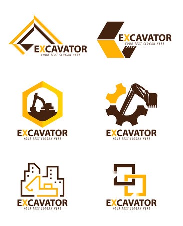 366x450 Yellow And Brown Excavator Logo Vector Set Design Royalty Free