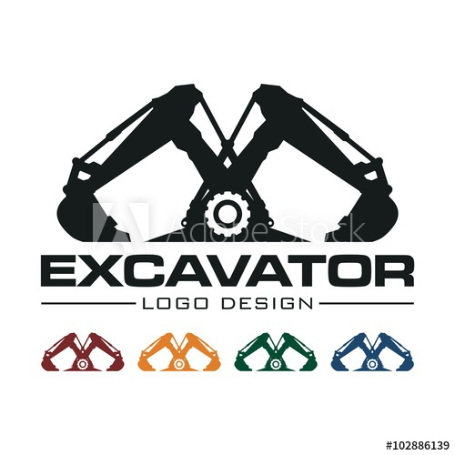 500x500 Excavator Design Logo Vector, Robot Excavator Design Vector Logo