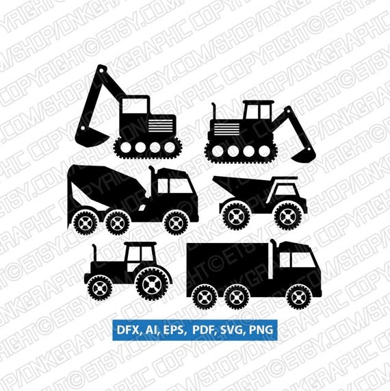 570x571 Construction Transportation Dump Truck Crane Backhoe Etsy