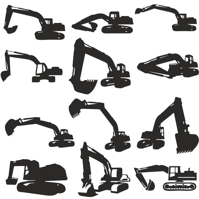 Excavator Silhouette Vector at Collection of