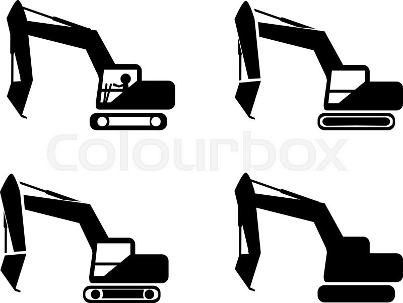 800x602 Set Of Excavator In Silhouette Symbol Stock Vector Colourbox