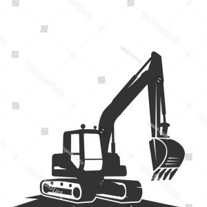 300x300 Silhouette Vector Black Excavator On White Catchsplace