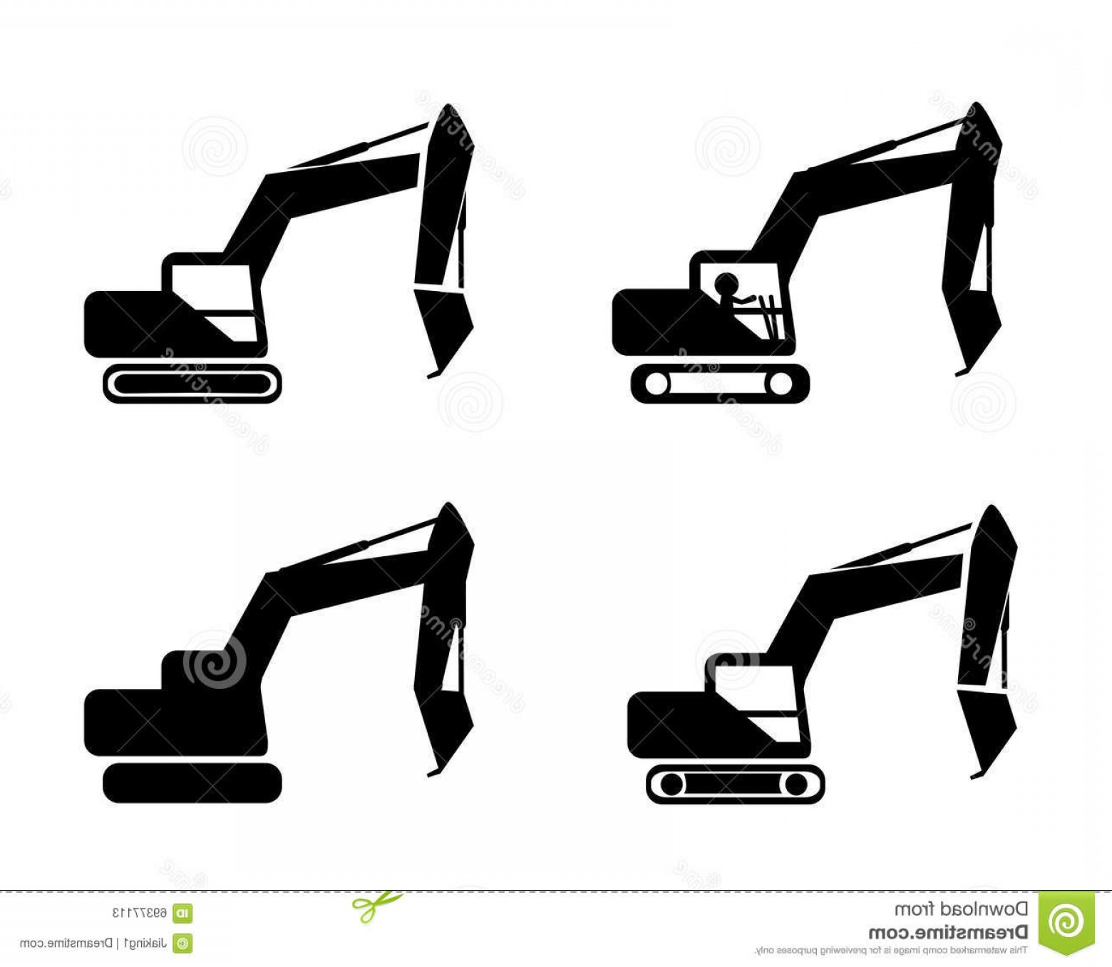 1560x1356 Stock Illustration Set Excavator Silhouette Symbol Style Vector