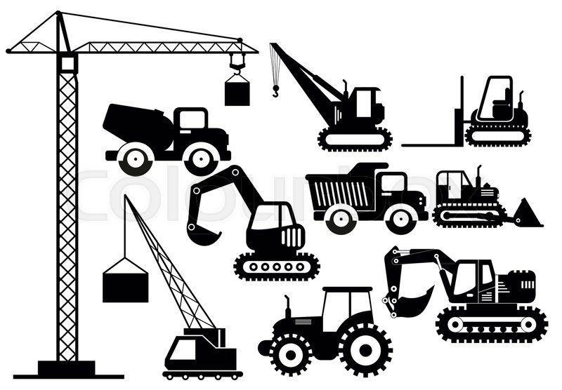 800x556 Vector Illustration Set Of Excavators Stock Vector Colourbox
